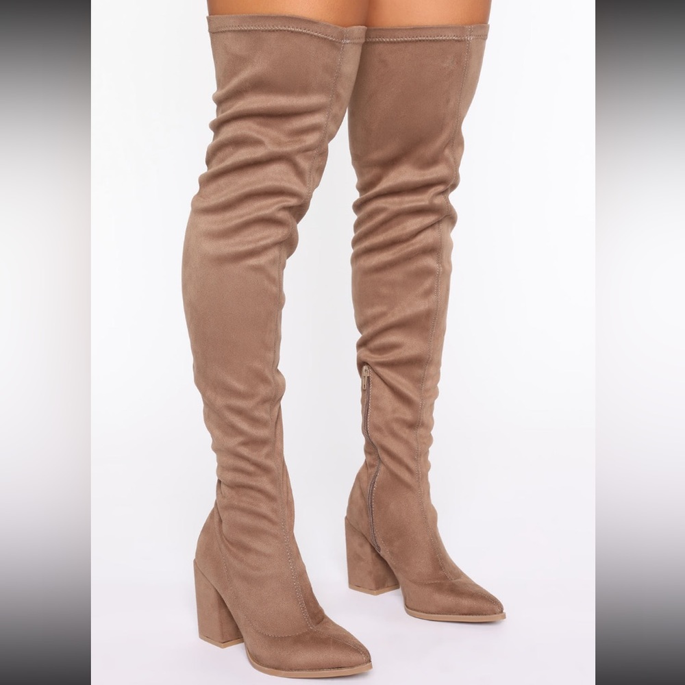 Brand new taupe over the knee boots, suede, size 8